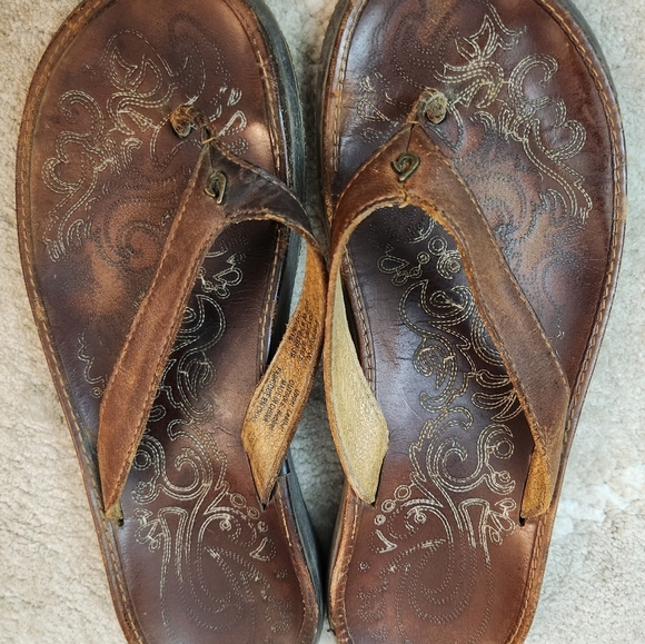 Olukai Paniolo Flip Flops Womens US Women's 9 Sandals Distressed Leather Slides - Picture 2 of 6